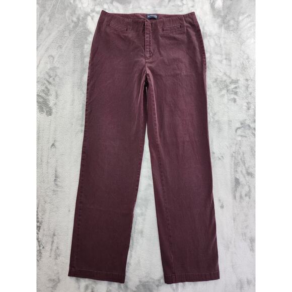 Dockers Pants - Dockers Flat Front Mid Rise Trouser Pants Size 30 Burgundy Purple Stretch Office